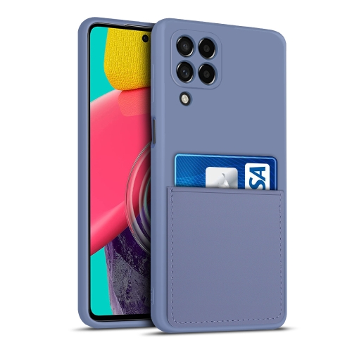 

For Samsung Galaxy M53 5G Liquid Silicone Skin Feel Shockproof Phone Case with Card Slot(Lavender Grey)