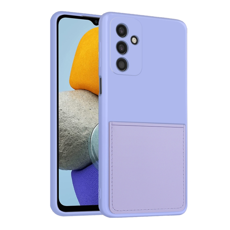 

For Samsung Galaxy M23 5G Fine Hole Liquid Silicone Skin Feel Shockproof Phone Case with Card Slot(Light Purple)