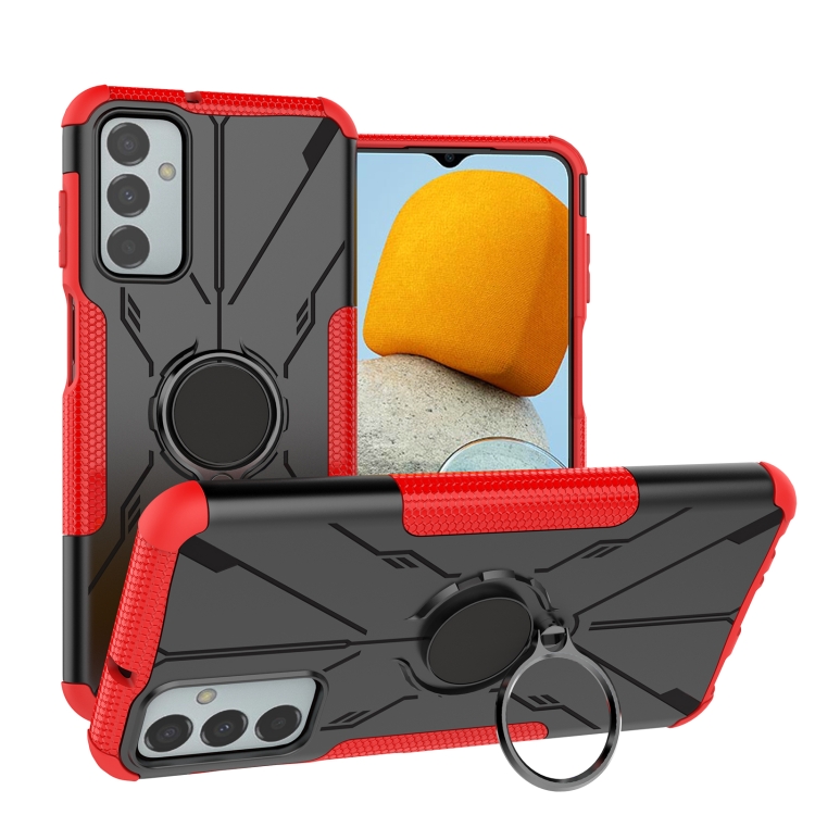 

For Samsung Galaxy F23 / M23 5G Armor Bear Shockproof PC + TPU Phone Case with Ring(Red)