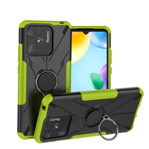 

For Xiaomi Redmi 10C 4G Armor Bear Shockproof PC + TPU Phone Case with Ring(Green)