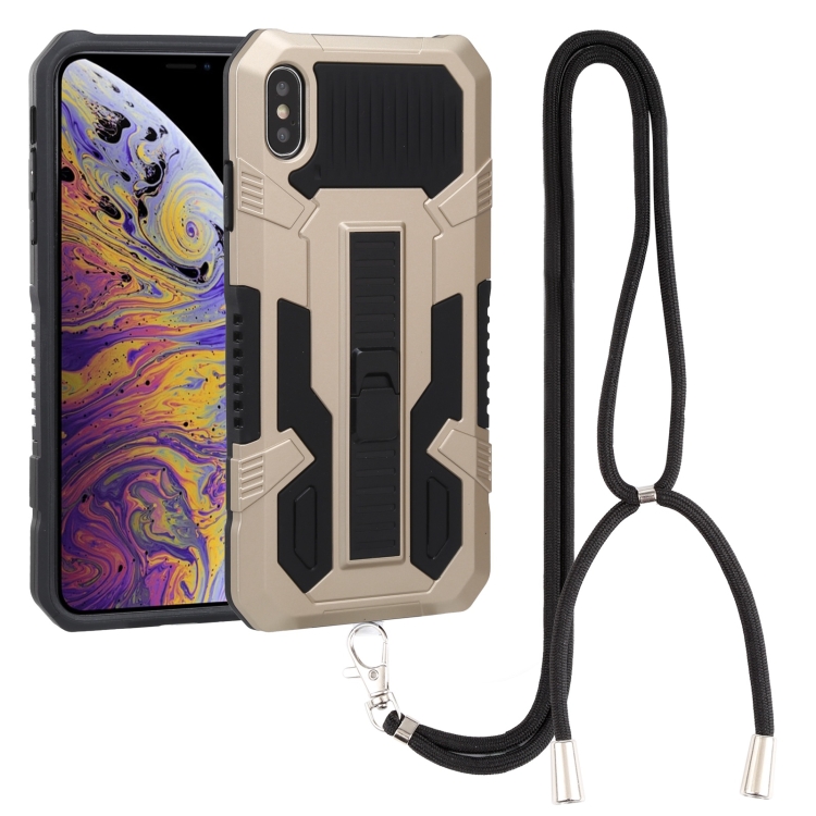 

Vanguard Lanyard Kickstand TPU + PC Phone Case For iPhone XS Max(Gold)