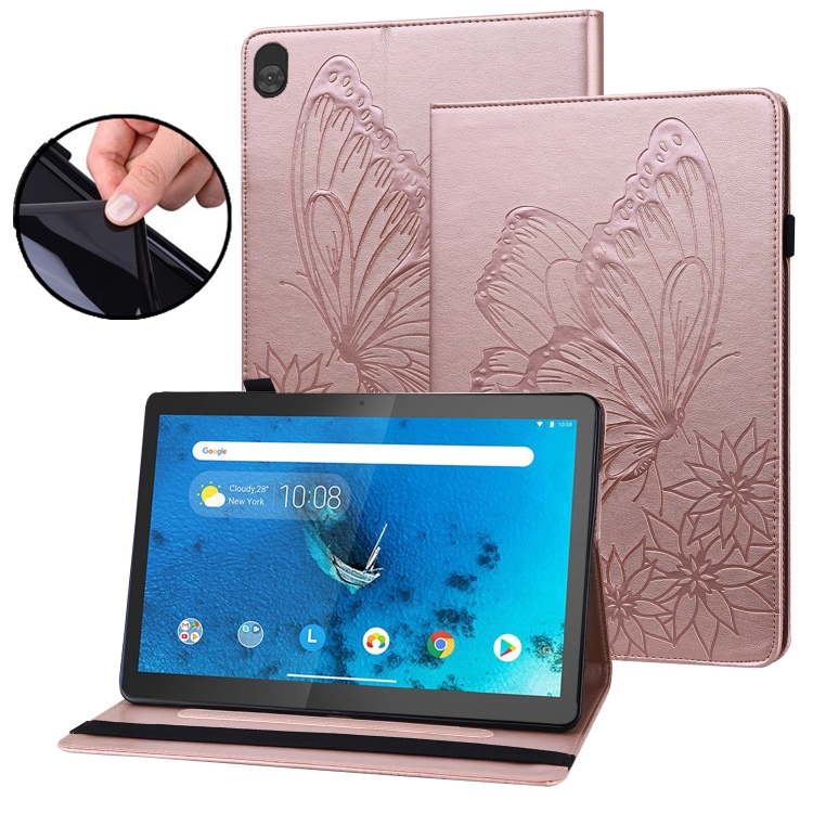 

For Lenovo Tab M10 X505L Big Butterfly Embossed Leather Tablet Case(Rose Gold)