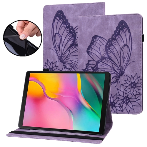 

For Amazon Kindle Paperwhite 4 / 3 / 2 / 1 Big Butterfly Embossed Smart Leather Tablet Case(Purple)