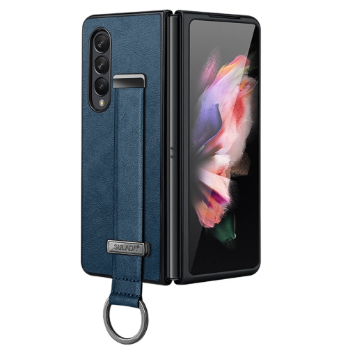 For Samsung Galaxy Z Fold3 5G SULADA Cool Series PC + Leather Texture Skin Feel Shockproof Phone Case(Blue)