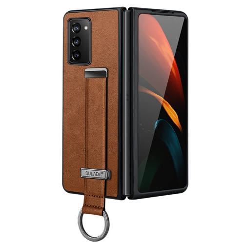 For Samsung Galaxy Z Fold2 SULADA Cool Series PC + Leather Texture Skin Feel Shockproof Phone Case(Brown)