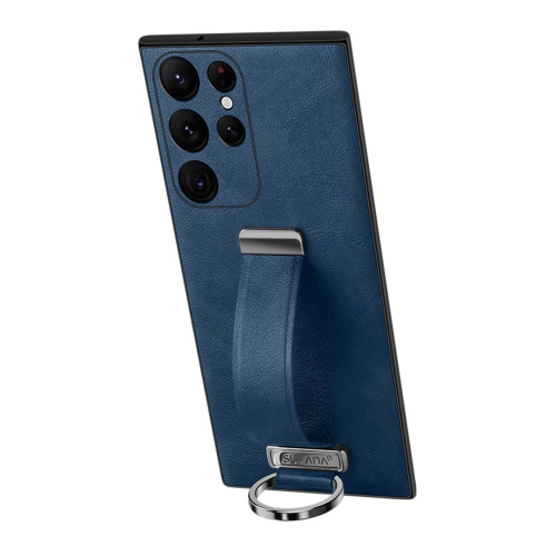 For Samsung Galaxy S22 Ultra 5G SULADA Cool Series PC + Leather Texture Skin Feel Shockproof Phone Case(Blue)