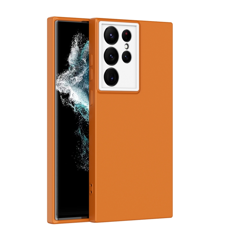 

For Samsung Galaxy S22 Ultra 5G Lens Protection Skin Feel TPU Phone Case(Brown)