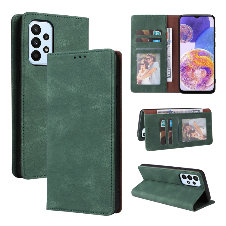 

For Samsung Galaxy A23 Simple Suction Closure Leather Phone Case(Green)