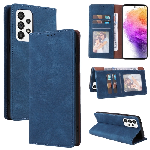 

For Samsung Galaxy A73 5G Simple Suction Closure Leather Phone Case(Blue)