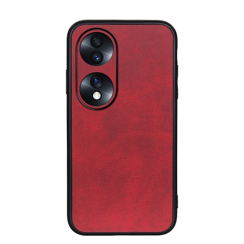 

For Honor 70 Fine Hole Version Two-color Cowhide Texture PU Shockproof Phone Case(Red)