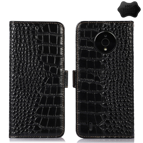 

For Nokia C200 Crocodile Top Layer Cowhide Leather Phone Case(Black)