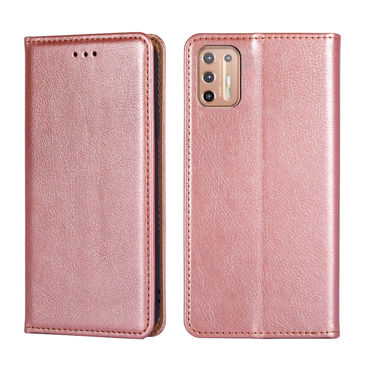 

For Motorola Moto G9 Plus Pure Color Magnetic Leather Phone Case(Rose Gold)