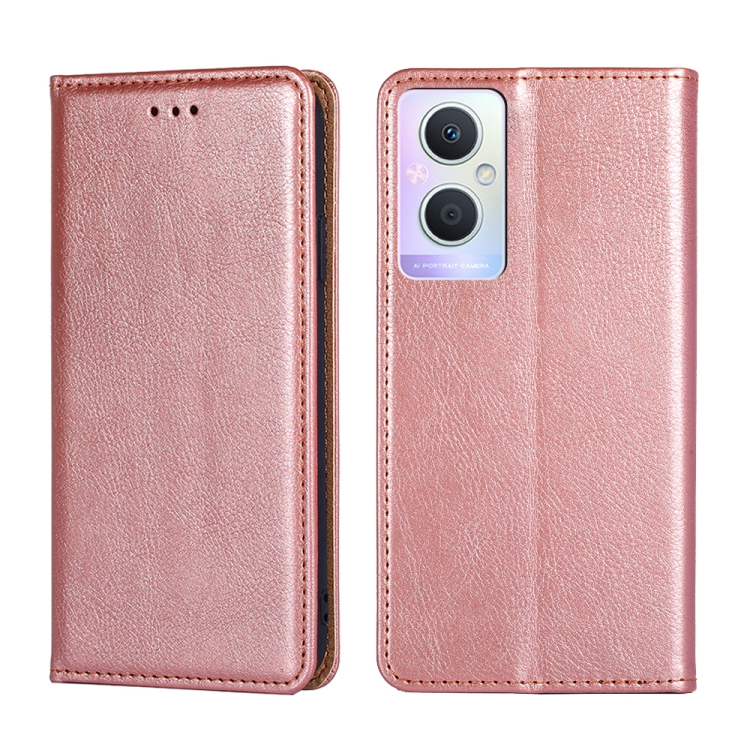 

For OPPO A96 5G Pure Color Magnetic Leather Phone Case(Rose Gold)