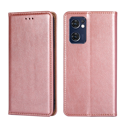 

For OPPO Reno7 5G Global / Find X5 Lite Pure Color Magnetic Leather Phone Case(Rose Gold)