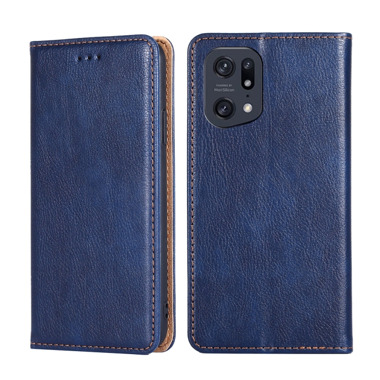 

For OPPO Find X5 Pro Pure Color Magnetic Leather Phone Case(Blue)