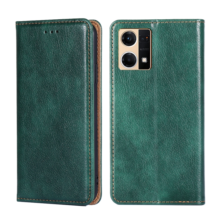 

For OPPO Reno7 4G / F21 Pro 4G Pure Color Magnetic Leather Phone Case(Green)