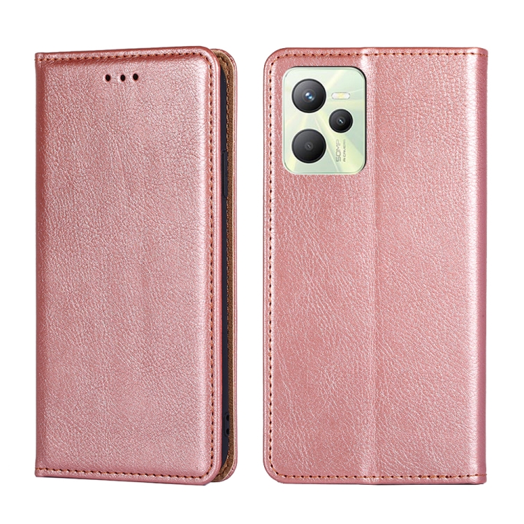 

For OPPO Realme C35 Pure Color Magnetic Leather Phone Case(Rose Gold)