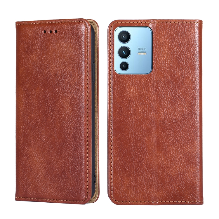 

For vivo S12 Pro 5G / V23 Pro Pure Color Magnetic Leather Phone Case(Brown)