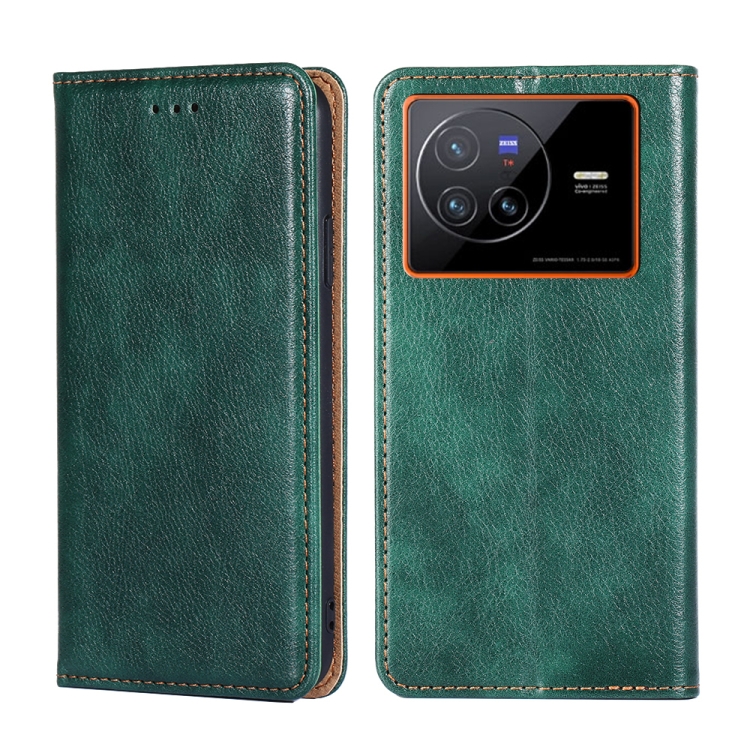 

For vivo X80 China Pure Color Magnetic Leather Phone Case(Green)