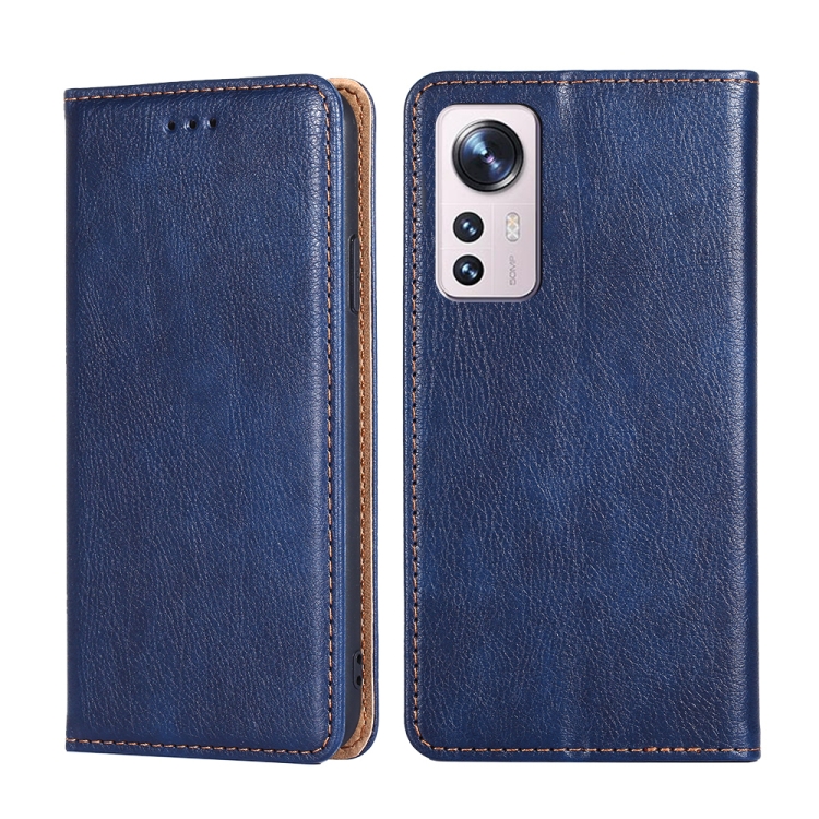 

For Xiaomi 12 Pro Pure Color Magnetic Leather Phone Case(Blue)