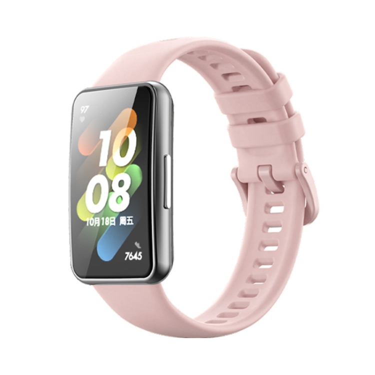 

For Huawei Band 7 / Honor Band 7 Pure Color Silicone Watch Band(Rose Pink)