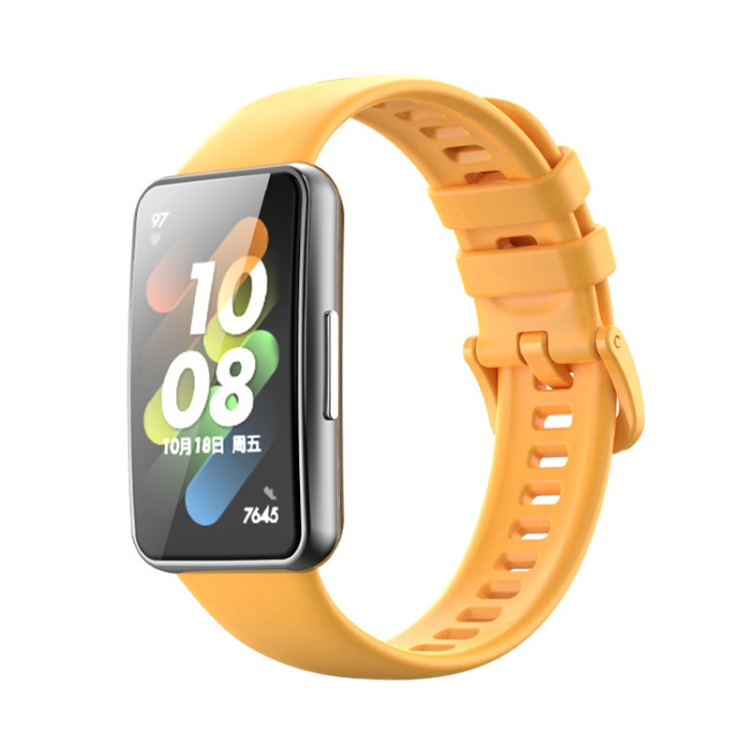 

For Huawei Band 7 / Honor Band 7 Pure Color Silicone Watch Band(Autumn Yellow)