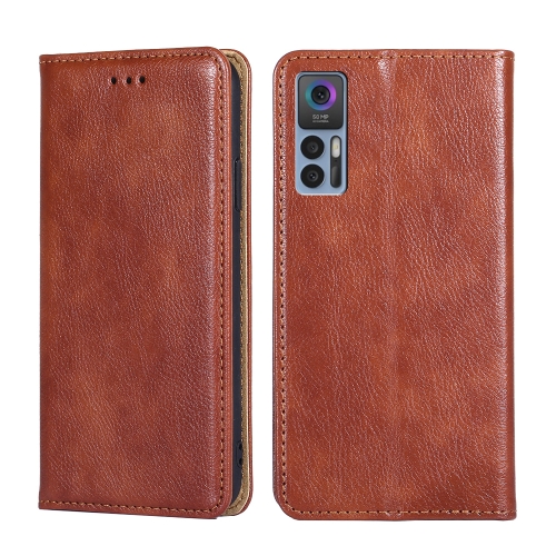 

For TCL 30 5G / 30+ 5G Pure Color Magnetic Leather Phone Case(Brown)