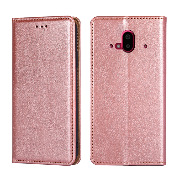 

For Fujitsu Arrows F-52B Pure Color Magnetic Leather Phone Case(Rose Gold)