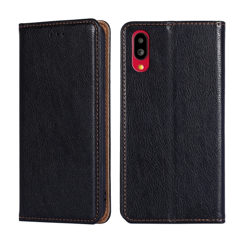 

For Sharp Simple Sumaho 6-A201SH Pure Color Magnetic Leather Phone Case(Black)