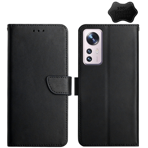 

For Xiaomi 12 Lite Genuine Leather Fingerprint-proof Horizontal Flip Phone Case(Black)