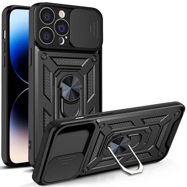 

For iPhone 14 Pro Max Sliding Camera Cover Design TPU+PC Phone Case (Black)