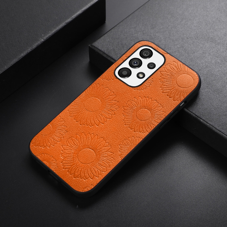 

For Samsung Galaxy A33 5G Sunflower Pattern PU+TPU+PC Shockproof Phone Case(Orange)