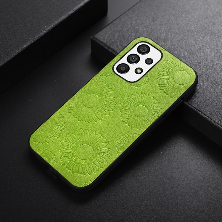 

For Samsung Galaxy A73 5G Sunflower Pattern PU+TPU+PC Shockproof Phone Case(Light Green)