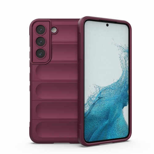 

For Samsung Galaxy S22 5G Magic Shield TPU + Flannel Phone Case(Wine Red)