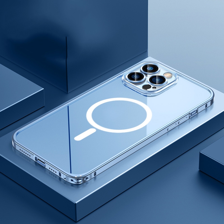 

For iPhone 13 Pro Transparent MagSafe Magnetic Phone Case with Lens Film (Sierra Blue)
