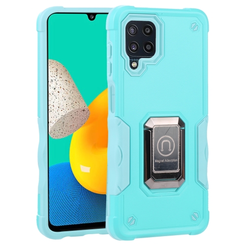 

For Samsung Galaxy M32 / M22 / M21 Ring Holder Non-slip Armor Phone Case(Mint Green)