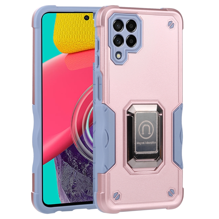 

For Samsung Galaxy M53 5G Ring Holder Non-slip Armor Phone Case(Rose Gold)