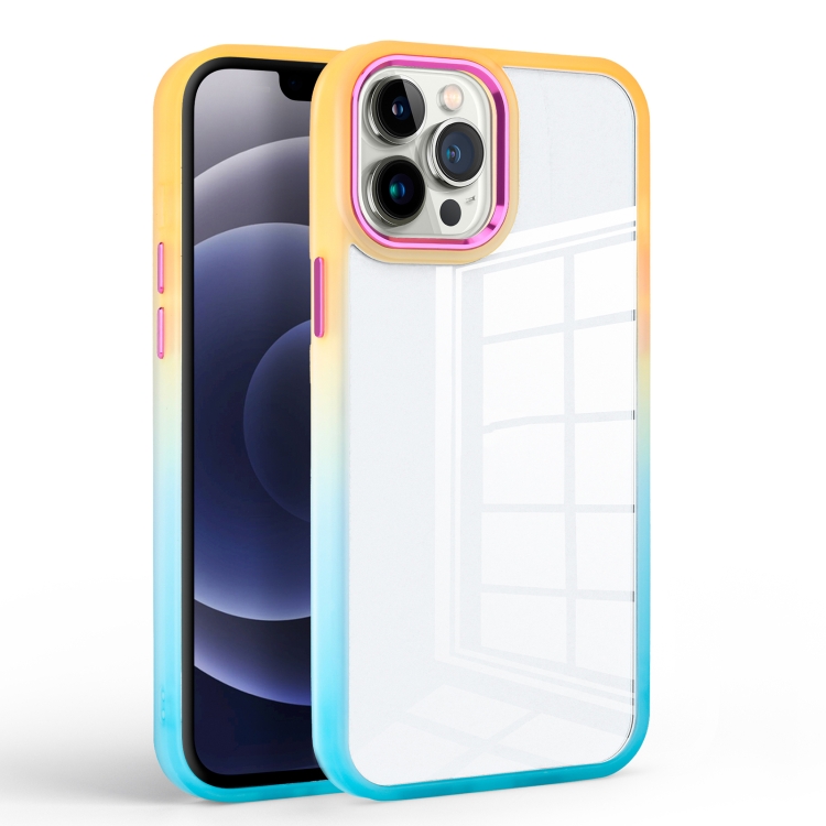 

For iPhone 13 Pro Max Colorful Gradient Phone Case (Orange + Light Green)