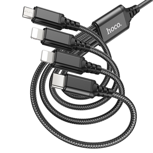 

hoco X76 4 in 1 2A Dual 8 Pin + USB-C / Type-C + Micro USB Super Charging Cable,Length: 1m(Black)