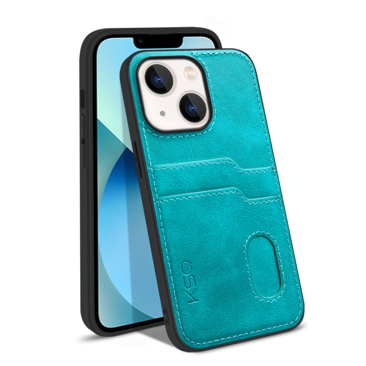 

KSQ Calf Texture All-inclusive PU Phone Case For iPhone 13(Green)