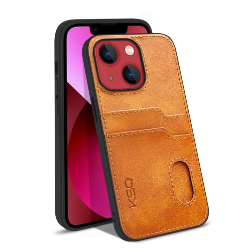 

KSQ Calf Texture All-inclusive PU Phone Case For iPhone 13 mini(Orange)