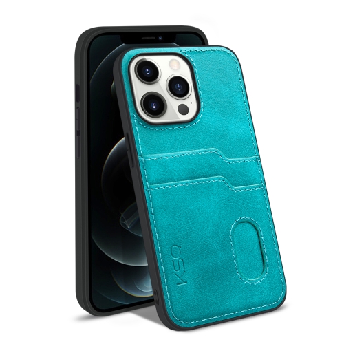 

KSQ Calf Texture All-inclusive PU Phone Case For iPhone 13 Pro Max(Green)
