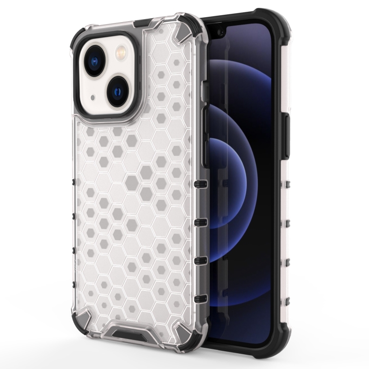 

For iPhone 14 Plus Shockproof Honeycomb PC + TPU Phone Case (White)