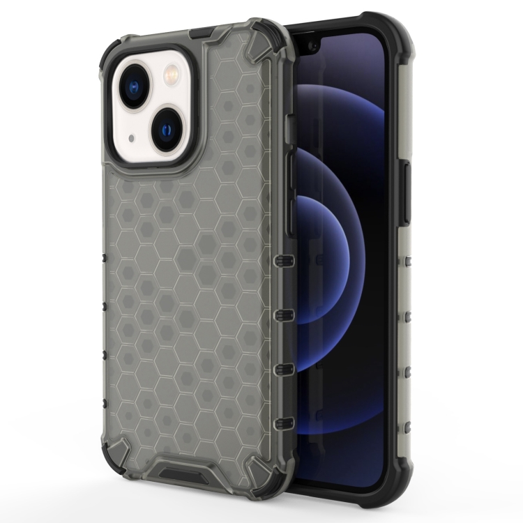 

For iPhone 14 Plus Shockproof Honeycomb PC + TPU Phone Case (Black)