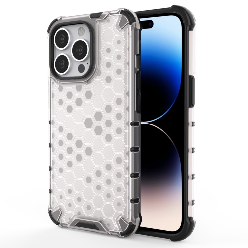

For iPhone 14 Pro Max Shockproof Honeycomb PC + TPU Phone Case (White)