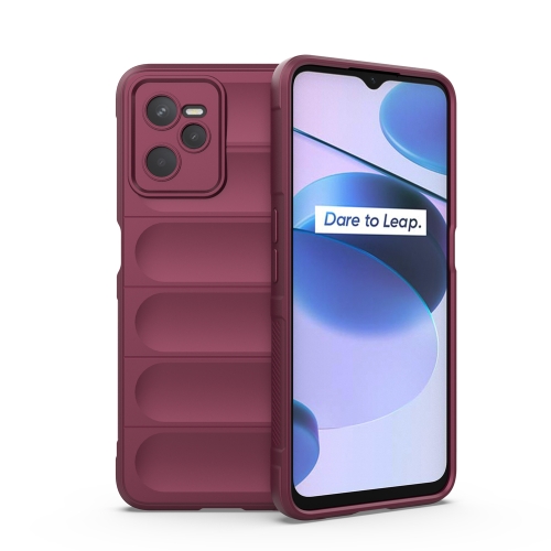 

For OPPO Realme C35 Magic Shield TPU + Flannel Phone Case(Wine Red)