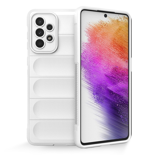 

For Samsung Galaxy A73 Magic Shield TPU + Flannel Phone Case(White)