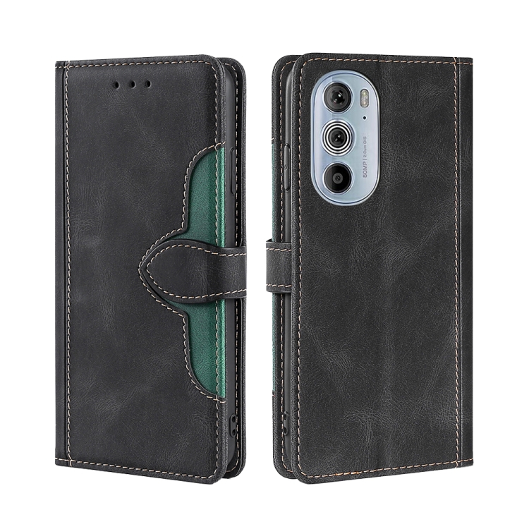 

For Motorola Edge+ 2020/Edge 30 Pro Stitching Skin Feel Magnetic Buckle Horizontal Flip PU Leather Case(Black)