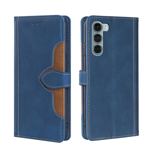 

For Motorola Moto G200 5G/Edge S30 Stitching Skin Feel Magnetic Buckle Horizontal Flip PU Leather Case(Blue)