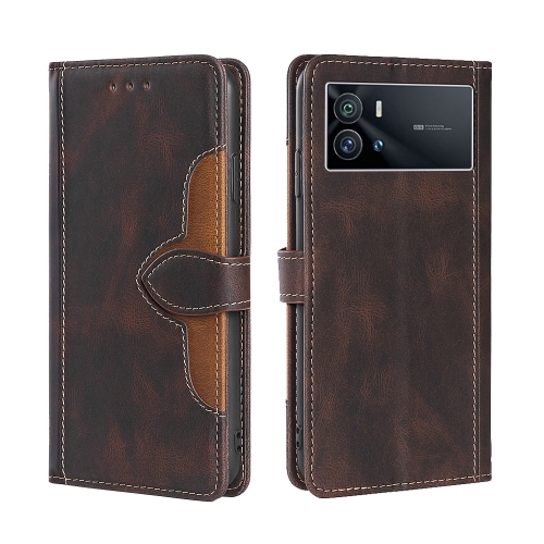 

For vivo iQOO 9 Stitching Skin Feel Magnetic Buckle Horizontal Flip PU Leather Case(Brown)
